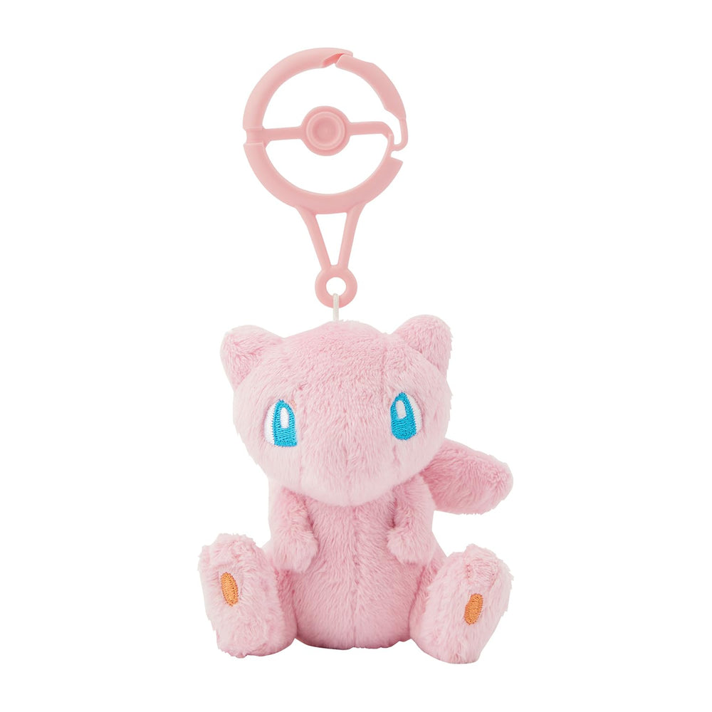 Pokemon Center plush with carabiner Mew, front view, ideal for on the go