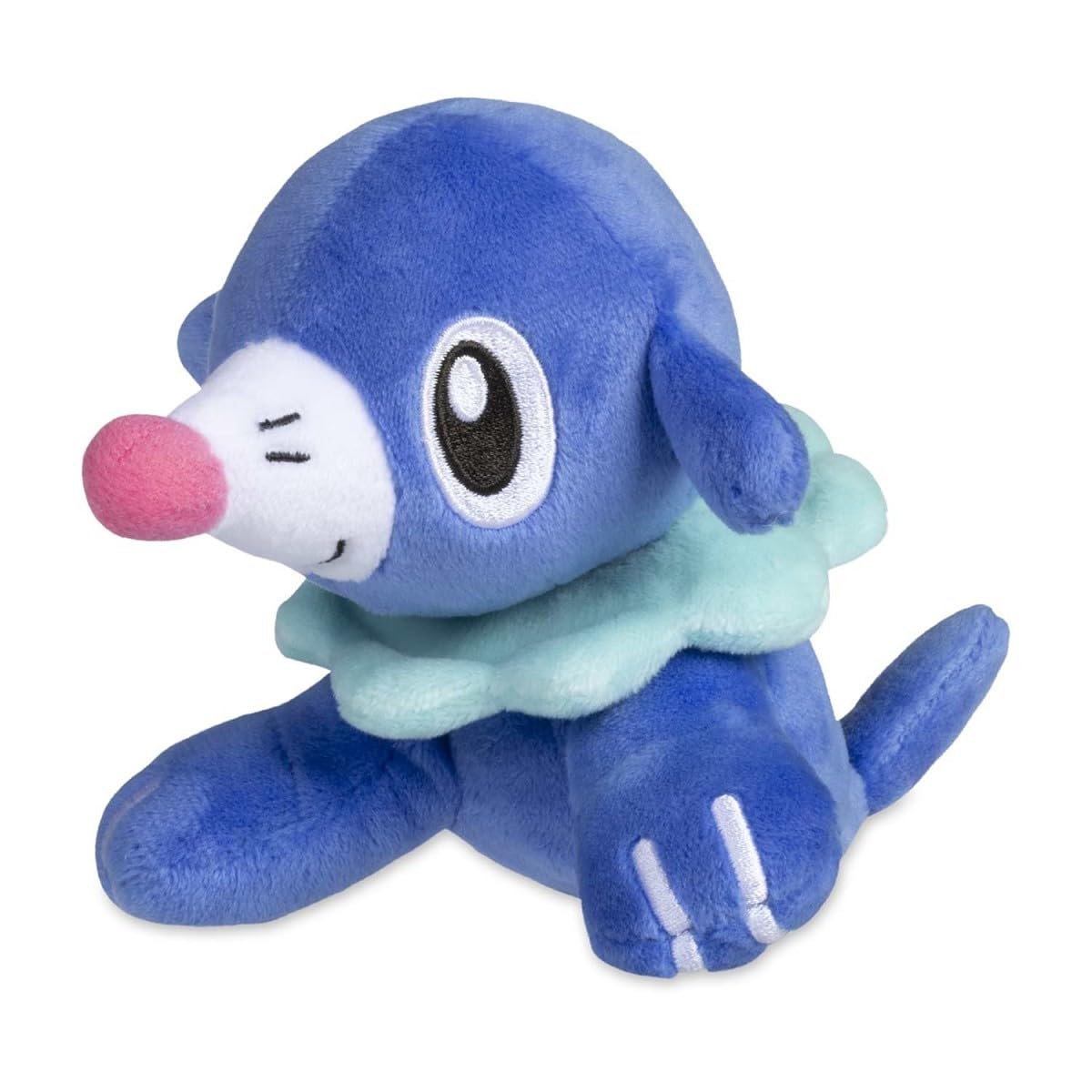 Pokémon Center Popplio Sitting Cuties Plush front view sits upright on desks.