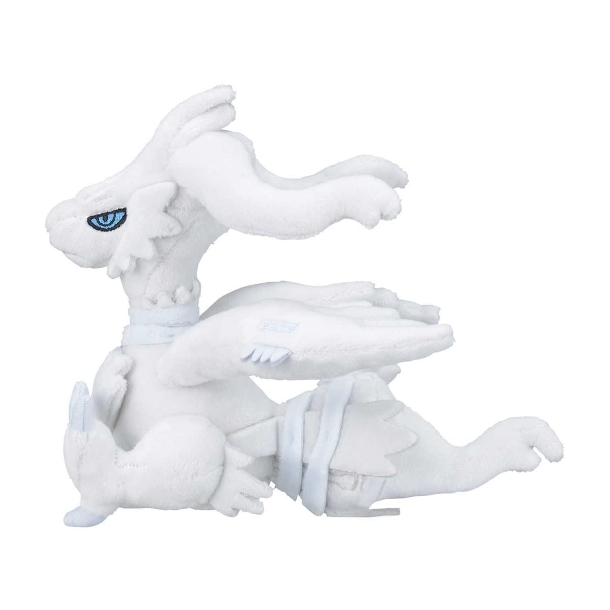 Pokemon Center Reshiram Sitting Cuties plush, close-up detail, vibrant texture.