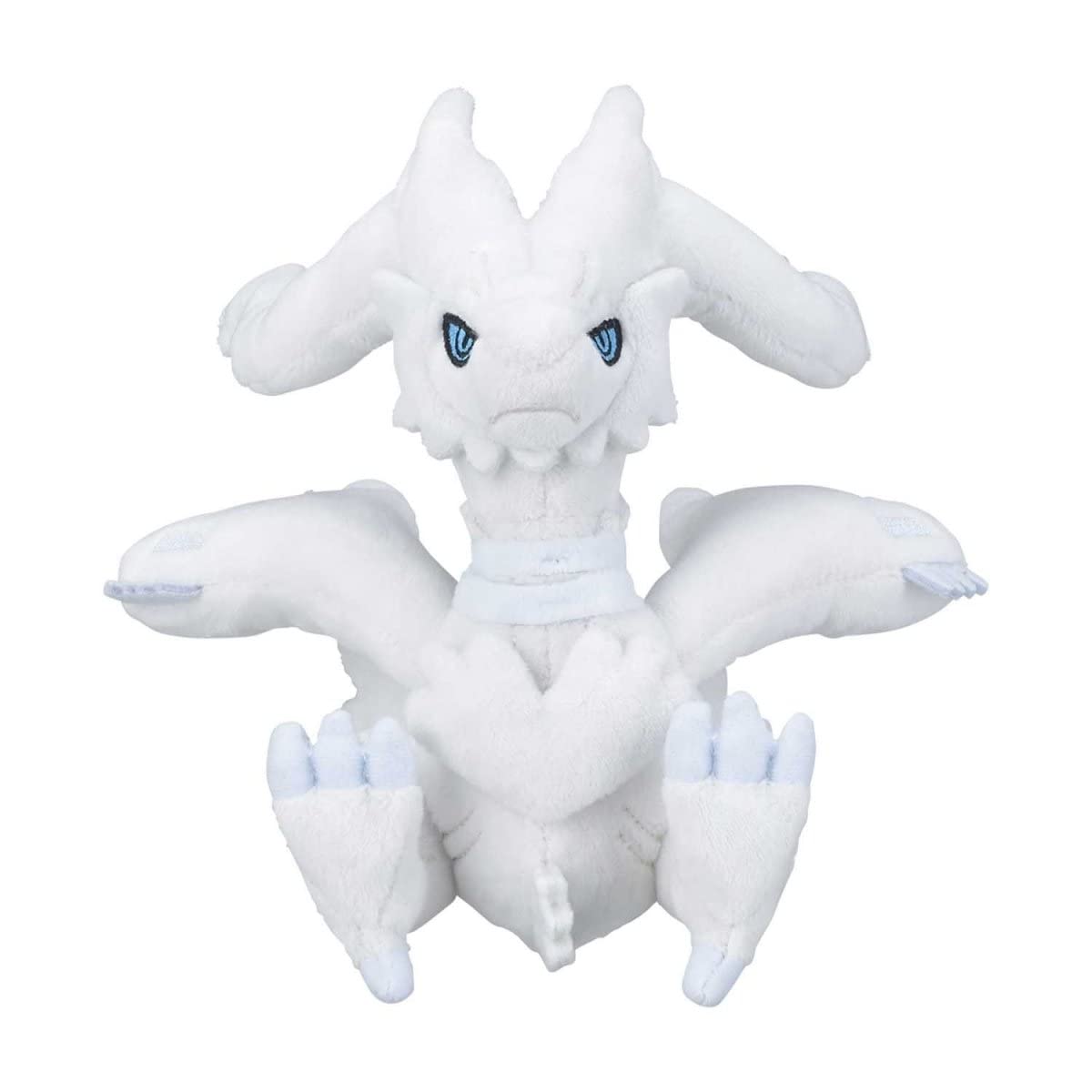 Pokemon Center Reshiram Sitting Cuties plush, side view, perfect shelf buddy.
