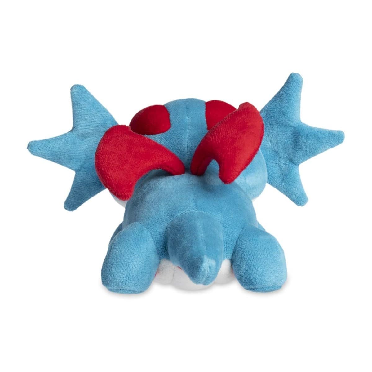 Salamence plush demonstrates surface-wash care for easy maintenance