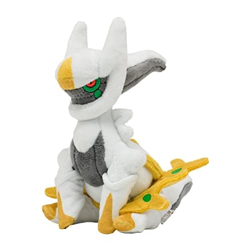 Pokemon Center Arceus plush held in hand for cozy, portable companionship.