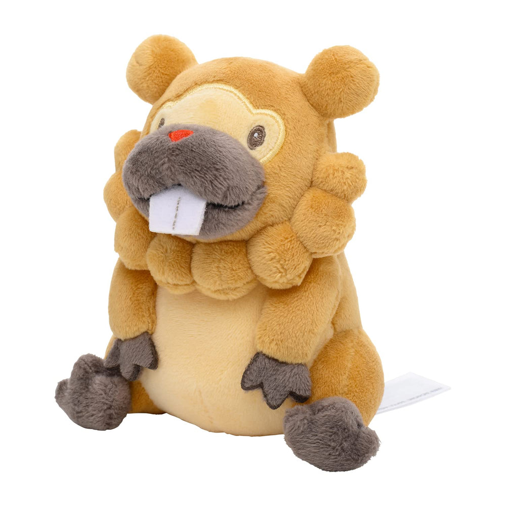 Pokemon Center Sitting Cuties Bidoof plush side profile for daily snuggles.
