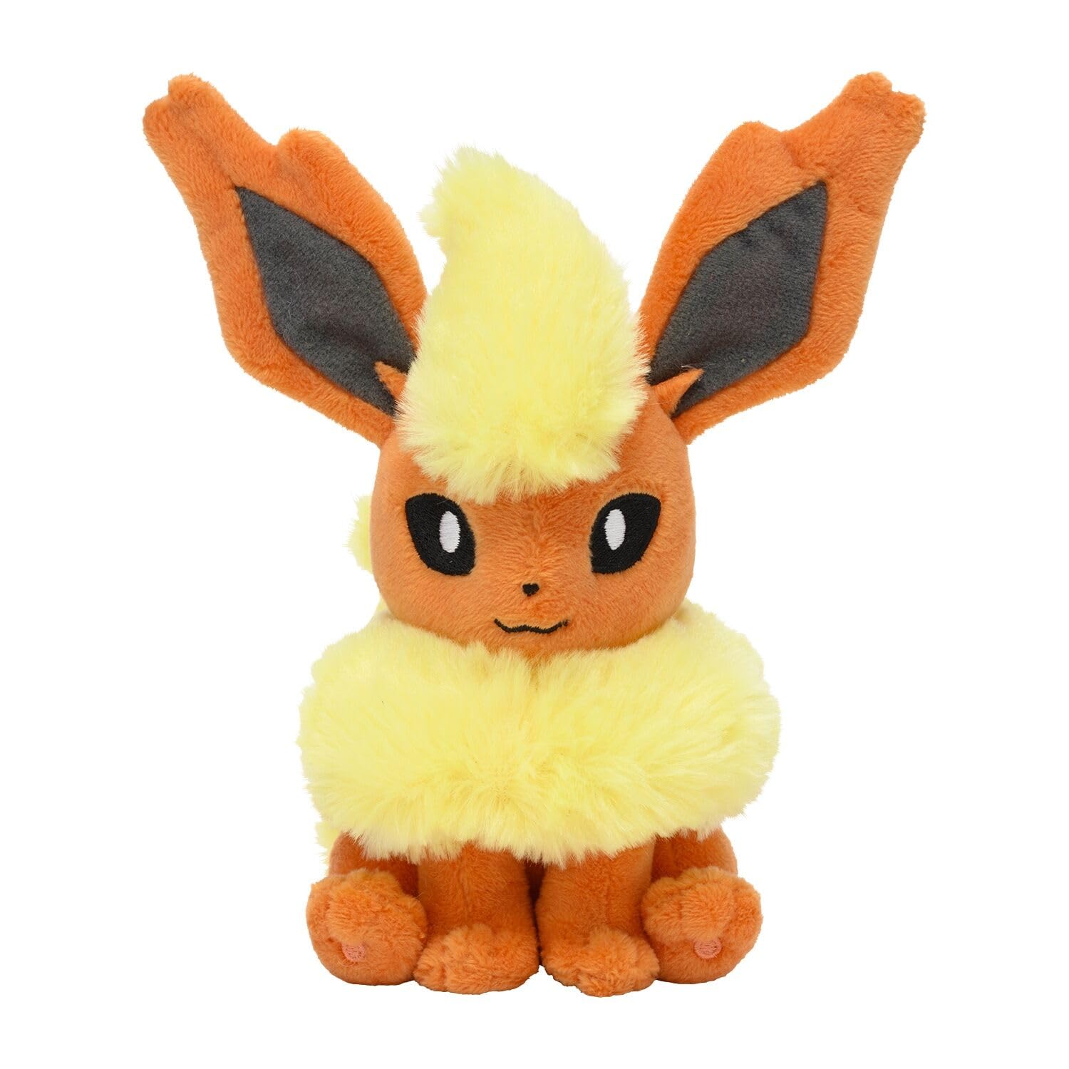 Pokemon Center Flareon Plush side view, ideal shelf companion for collectors.