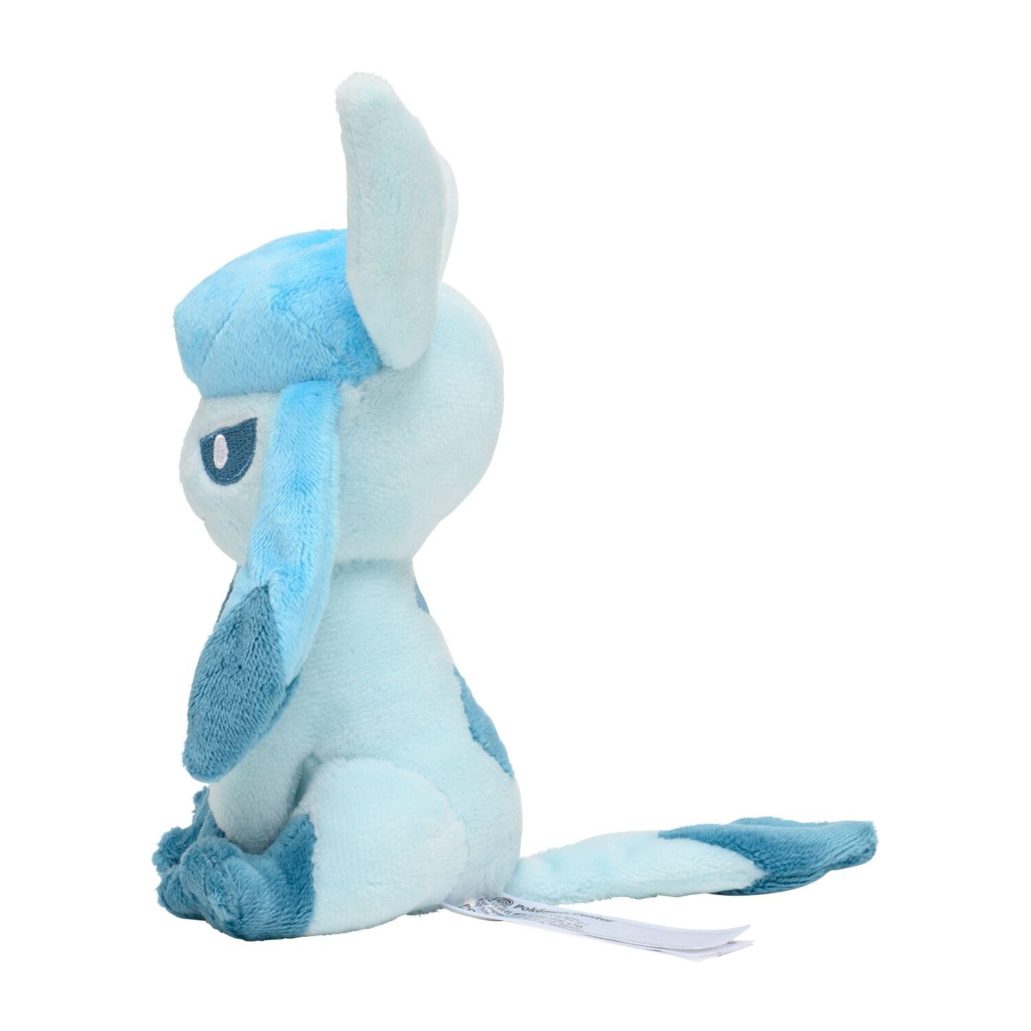 Pokemon Center Glaceon Plush side view for shelf display and cozy play.