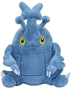 Pokemon Center Sitting Cuties Heracross plush sits upright on desk for cute display