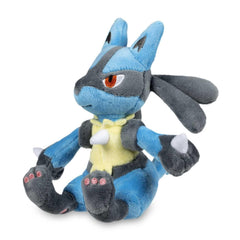 Pokemon Center Sitting Cuties Lucario Plush 448 - front view showcases plush, cuddle-ready fabric.