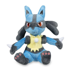 Pokemon Center Sitting Cuties Lucario Plush 448 - seated pose ideal for shelves.