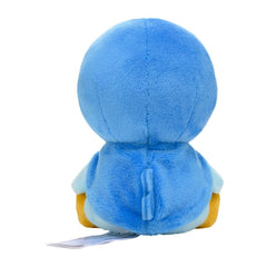 Close-up of Pokémon Center Piplup plush fabric and stitching for durability.