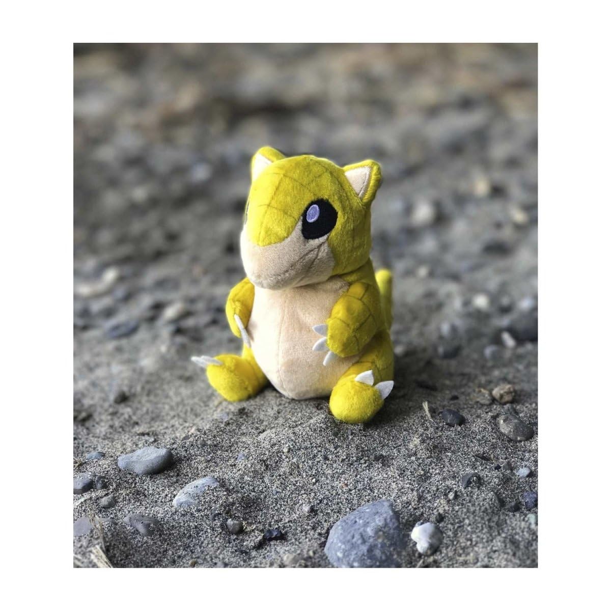 Pokemon Center Sandshrew plush soft fabric texture for hugs and display.