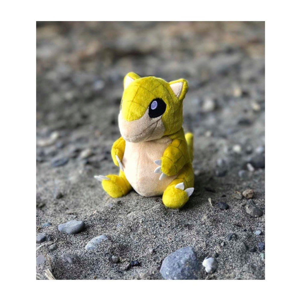 Pokemon Center Sandshrew plush soft fabric texture for hugs and display.