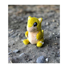 Pokemon Center Sandshrew plush soft fabric texture for hugs and display.