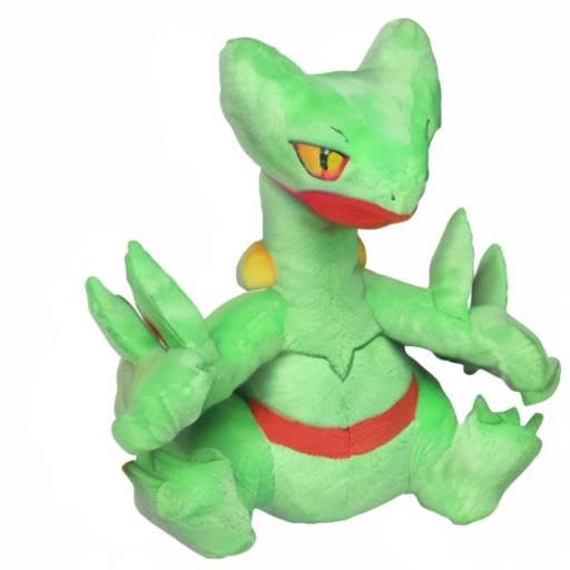 Pokemon Center Sceptile Plush 254 close-up detailing stitching and texture.