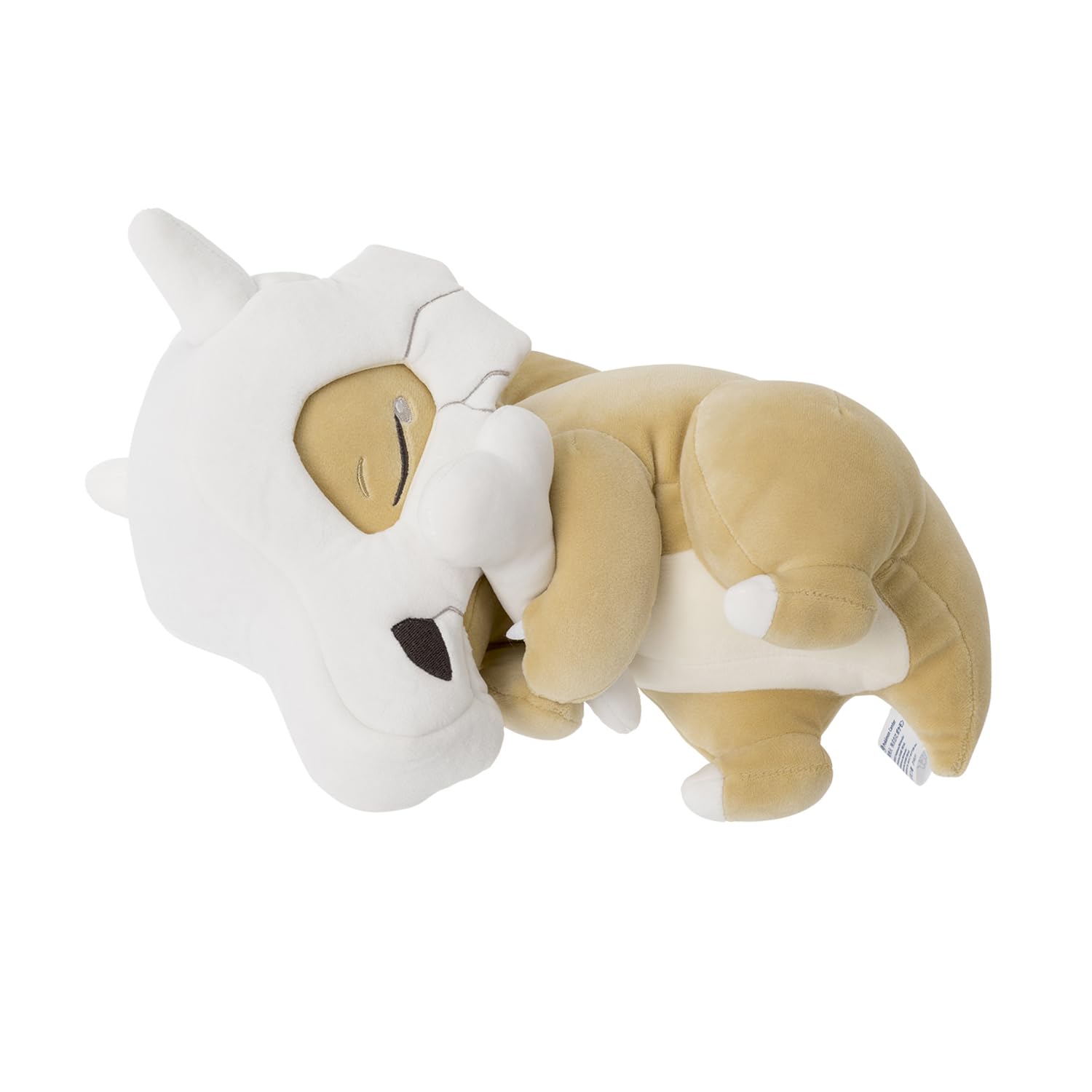Pokémon Center Sleep Goodnight Cubone Plush face close-up with cozy cuddle texture for bedtime comfort.