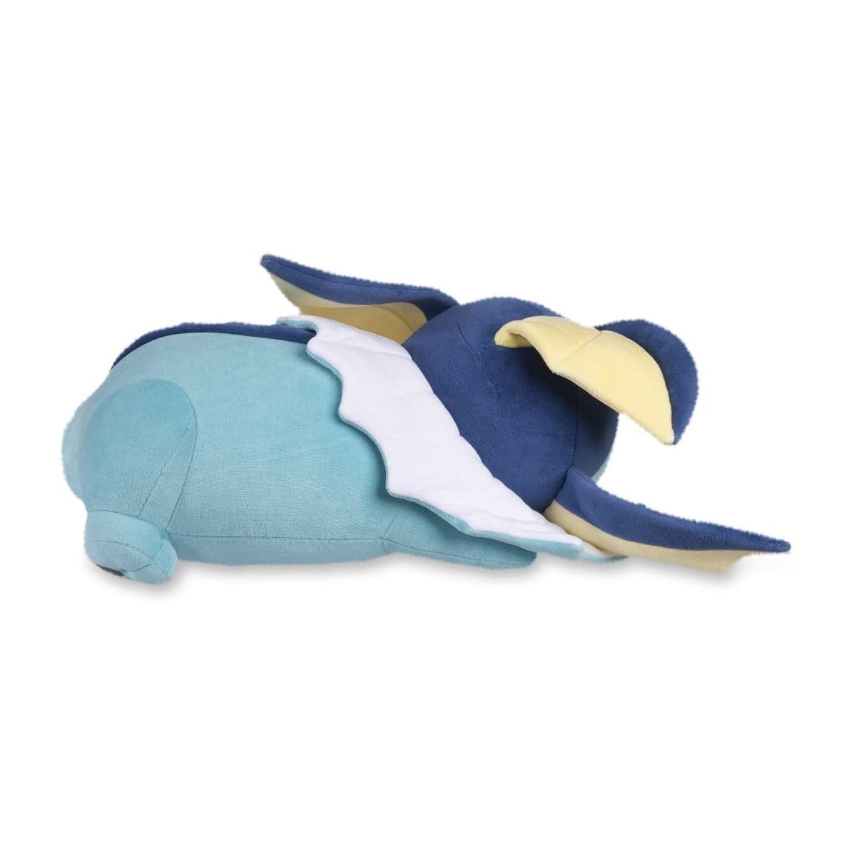 Pokémon Center Sleeping Vaporeon plush fabric close-up, soft polyester and cotton blend