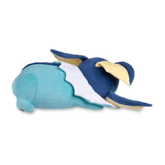 Pokémon Center Sleeping Vaporeon plush fabric close-up, soft polyester and cotton blend