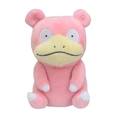 Pokemon Center Slowpoke plush sits upright, ideal for shelf or desk display.