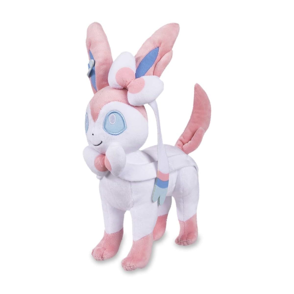 Pokemon Center Sylveon plush front view with soft fabric and embroidered details for collectors