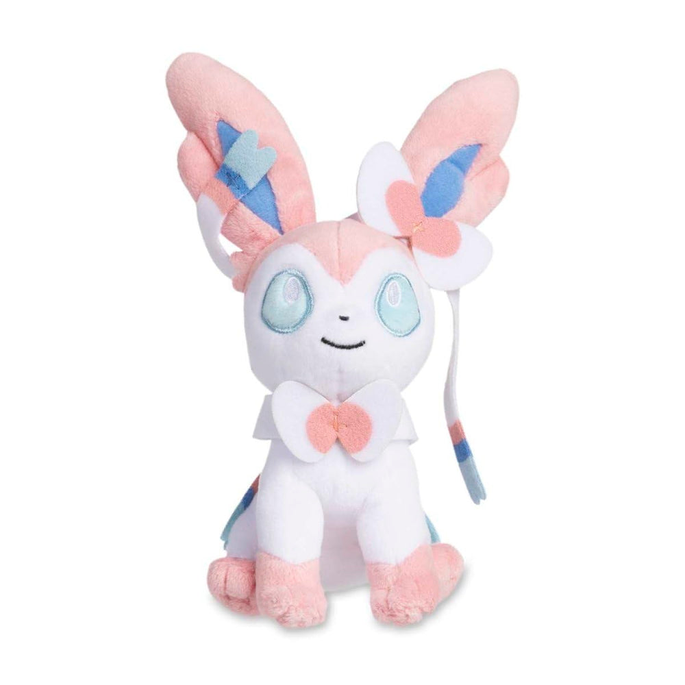 Pokemon Center Sylveon Sitting Cuties Plush close-up highlights soft fur and weighted stability.