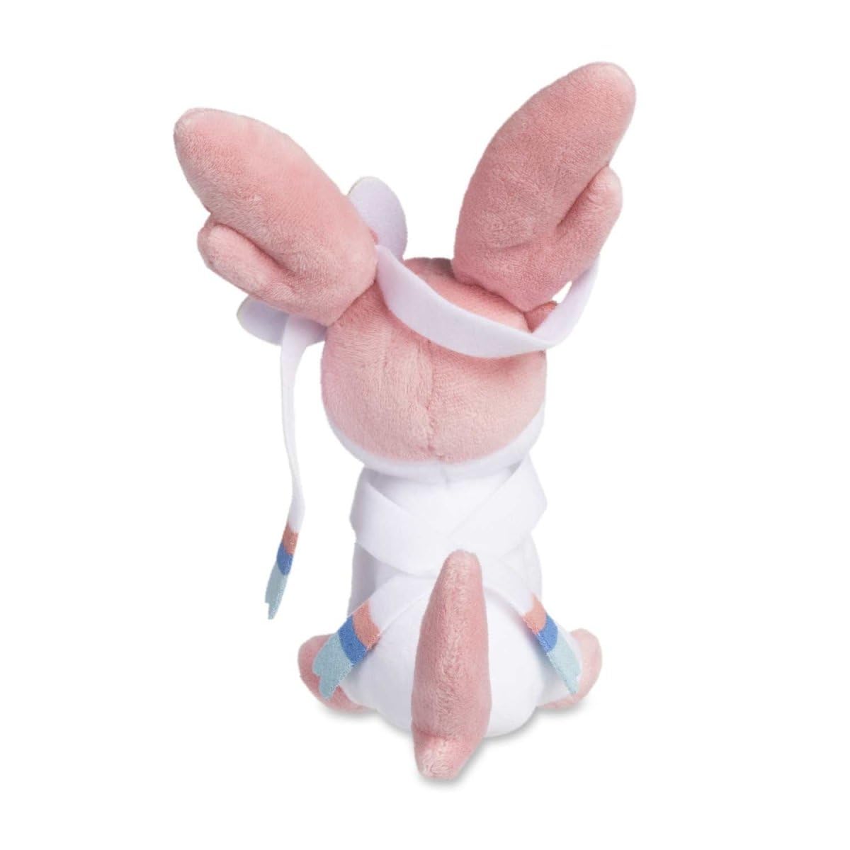 Pokemon Center Sylveon Sitting Cuties Plush weight and materials reveal microbeads and soft fabric.