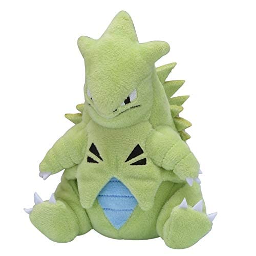Pokemon Center Tyranitar plush sitting cuties for cozy cuddles and desk display.