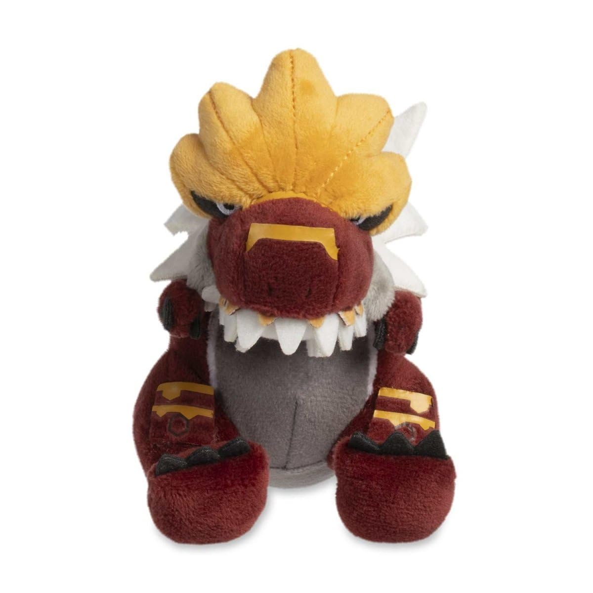 Pokémon Center Tyrantrum Sitting Cuties plush, side view, sits up on shelves