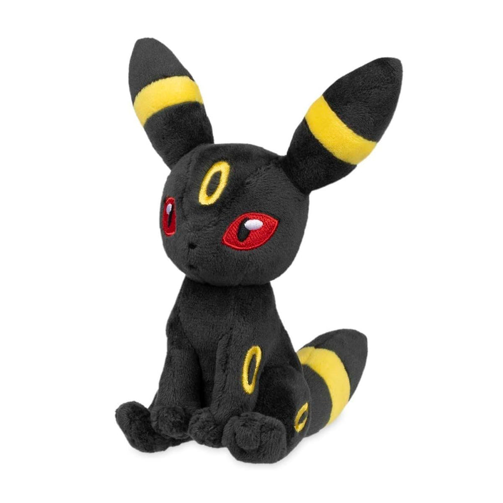 Pokemon Center Umbreon Sitting Cuties plush in full view for shelf display.