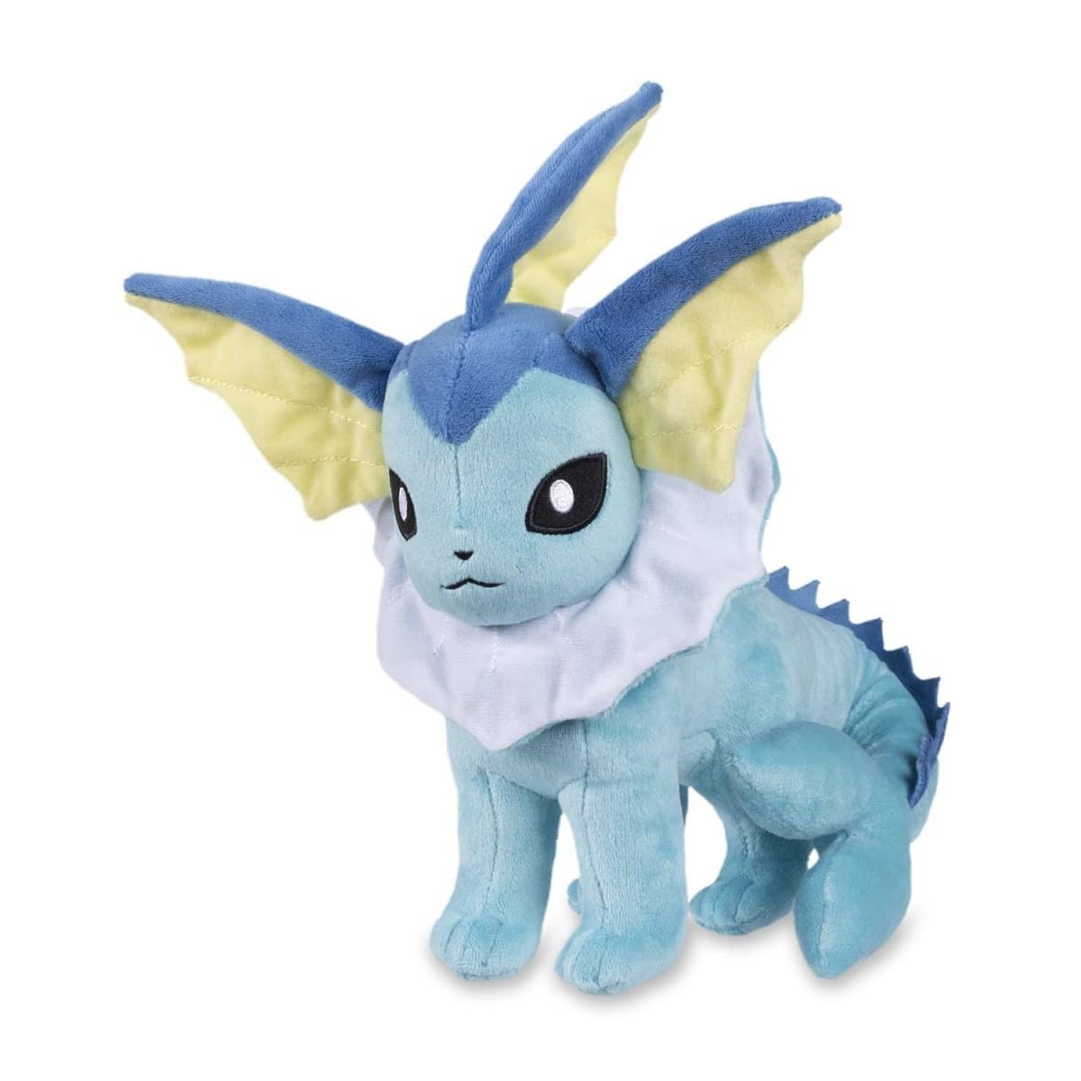 Pokémon Center Vaporeon plush with regal face for cuddling and display.