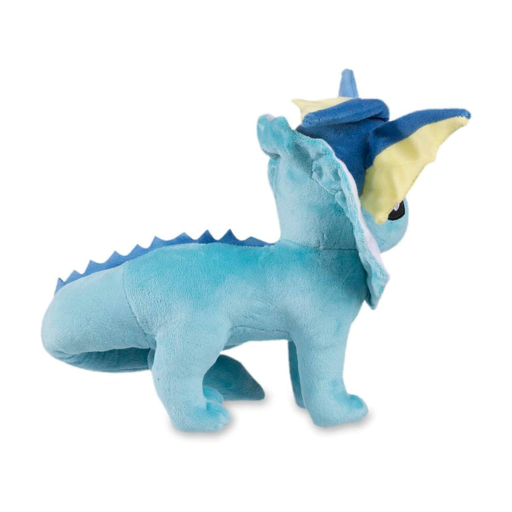 Soft fabric and embroidery highlight Vaporeon details for quality feel.