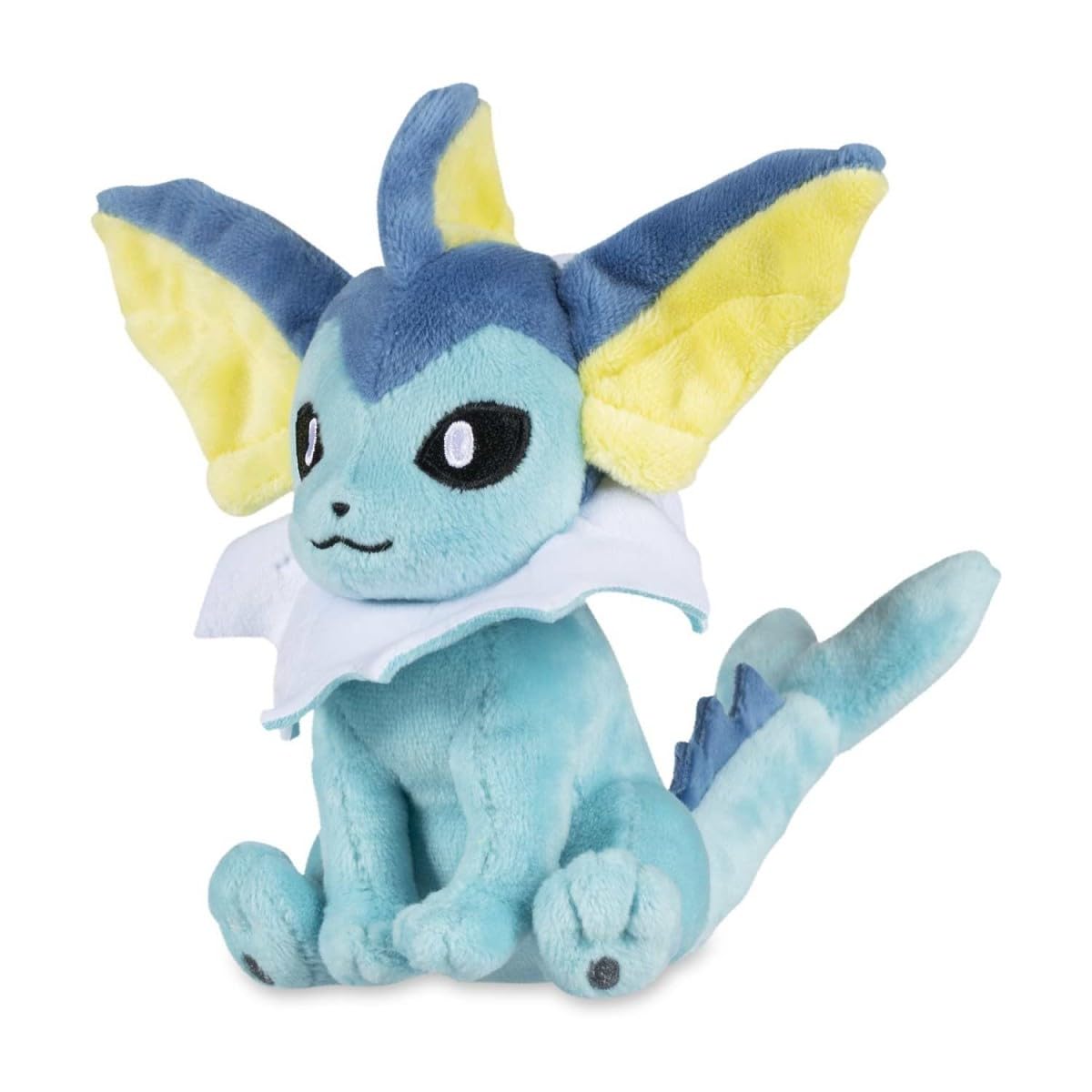 Pokémon Center Vaporeon Sitting Cuties Plush front view with stable desk display