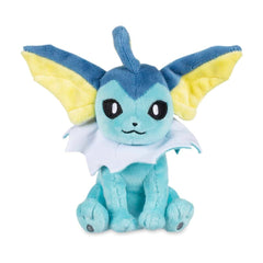 Pokémon Center Vaporeon Sitting Cuties Plush side view showing palm-size charm on shelves