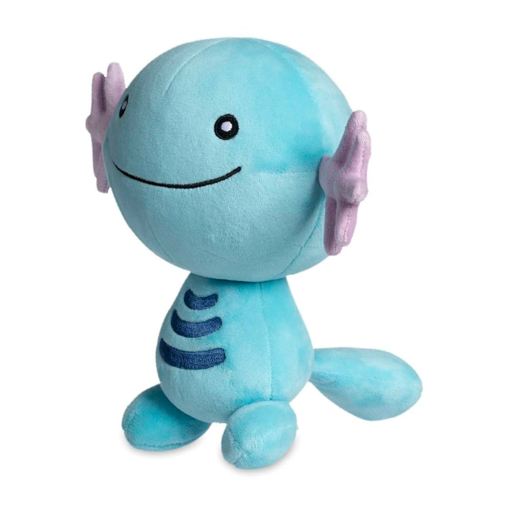 Pokémon Center Wooper plush full view shows cuddly soft fabric ideal for display and hugs.