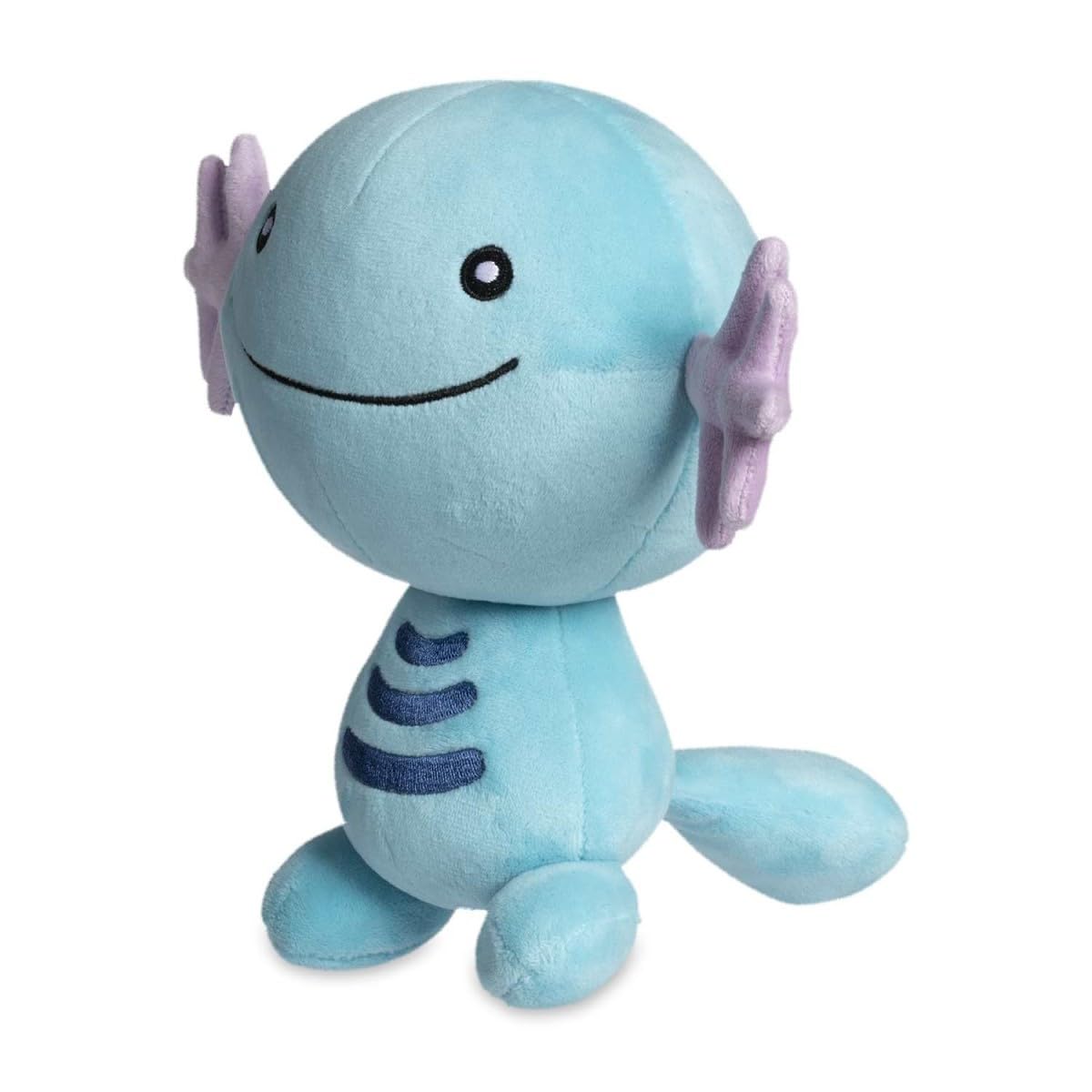 Pokémon Center Wooper plush full view shows cuddly soft fabric ideal for display and hugs.