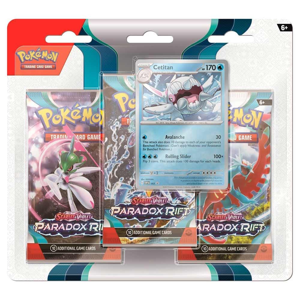 Pokémon Cetitan Paradox Rift 3-Pack Blister front view, collectible appeal and gameplay potential.
