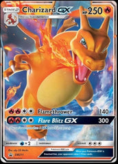Pokémon Charizard GX SM211 holo card from Hidden Fates, a striking display piece for collectors and traders.