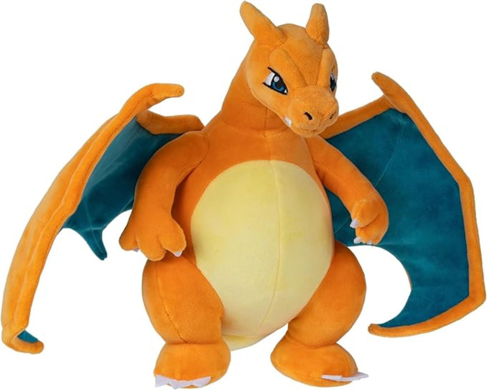 Pokemon Charizard 30cm plush close-up face highlights embroidered details.
