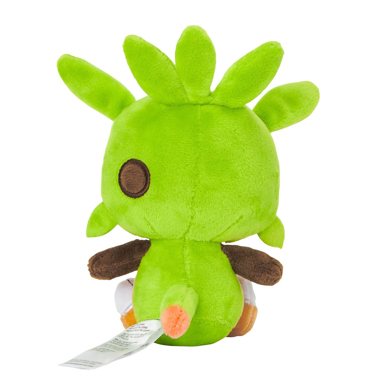 Halimaron Chespin plush by Pokémon Center, weighted feel for tabletop display.