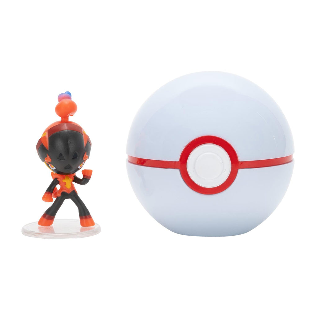 Pokémon Clip 'N' Go Charcadet inside Premier Ball for portable play.