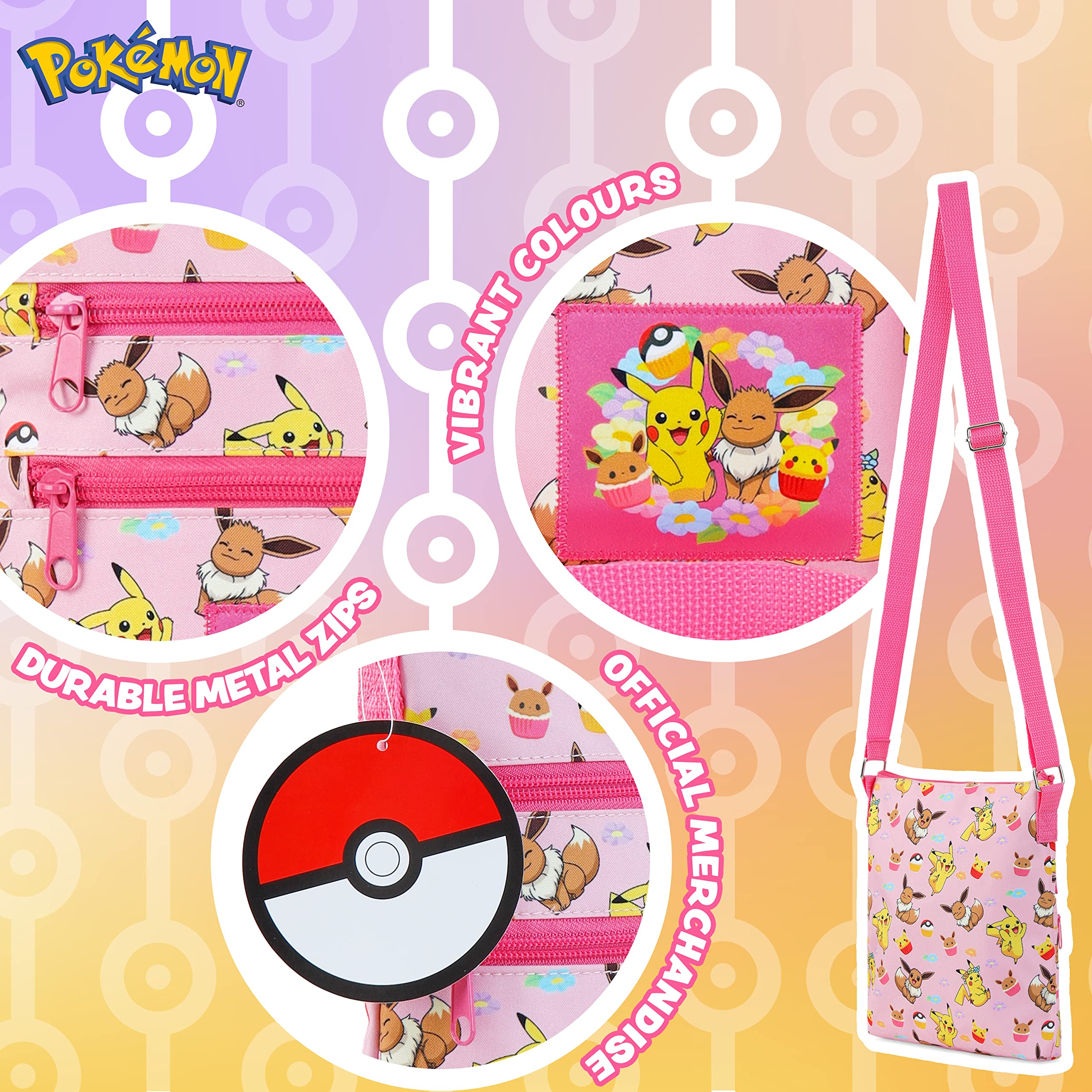 Pokemon crossbody purse featuring spacious compartment for daily essentials.