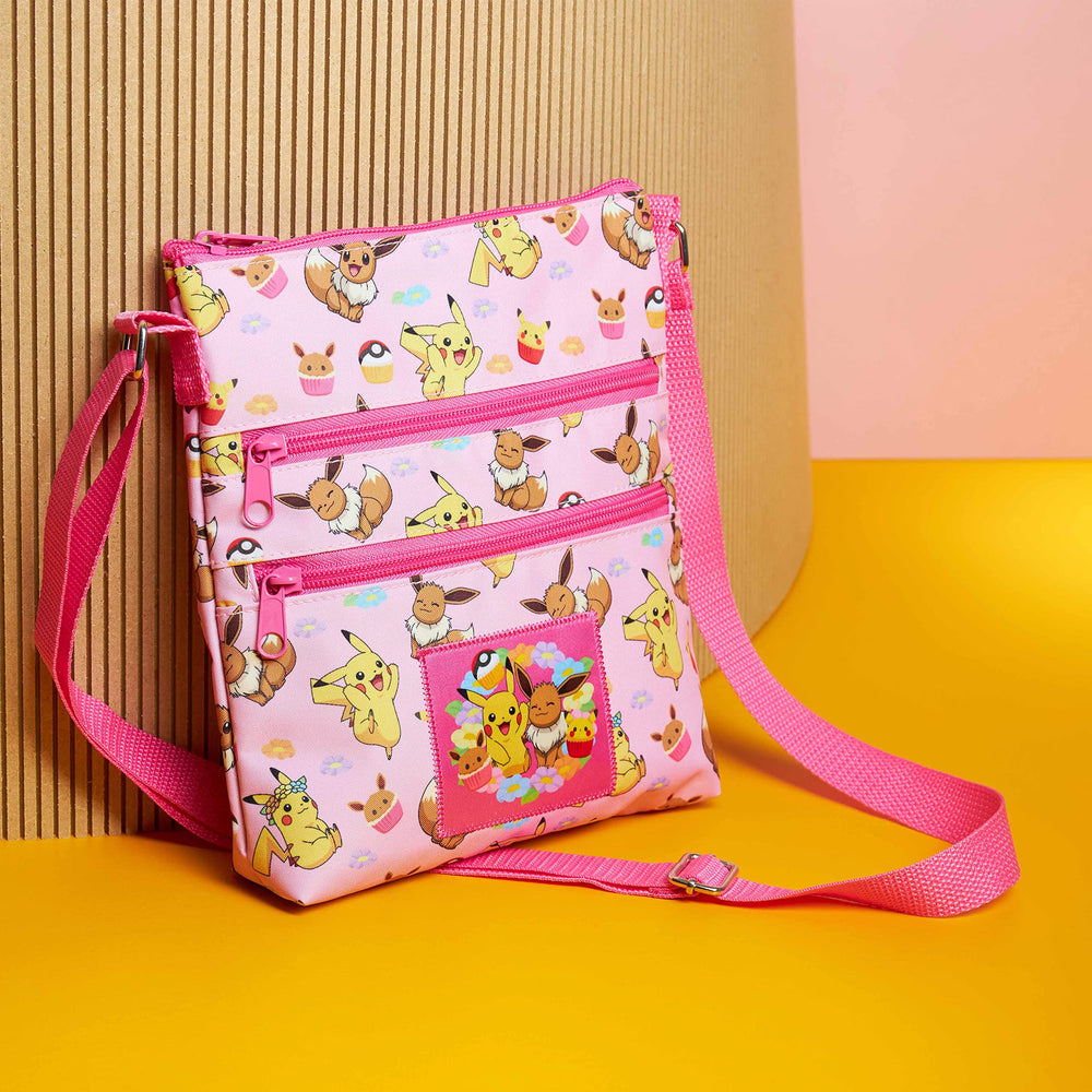 Pokemon crossbody purse with zip closure for secure belongings during outings.