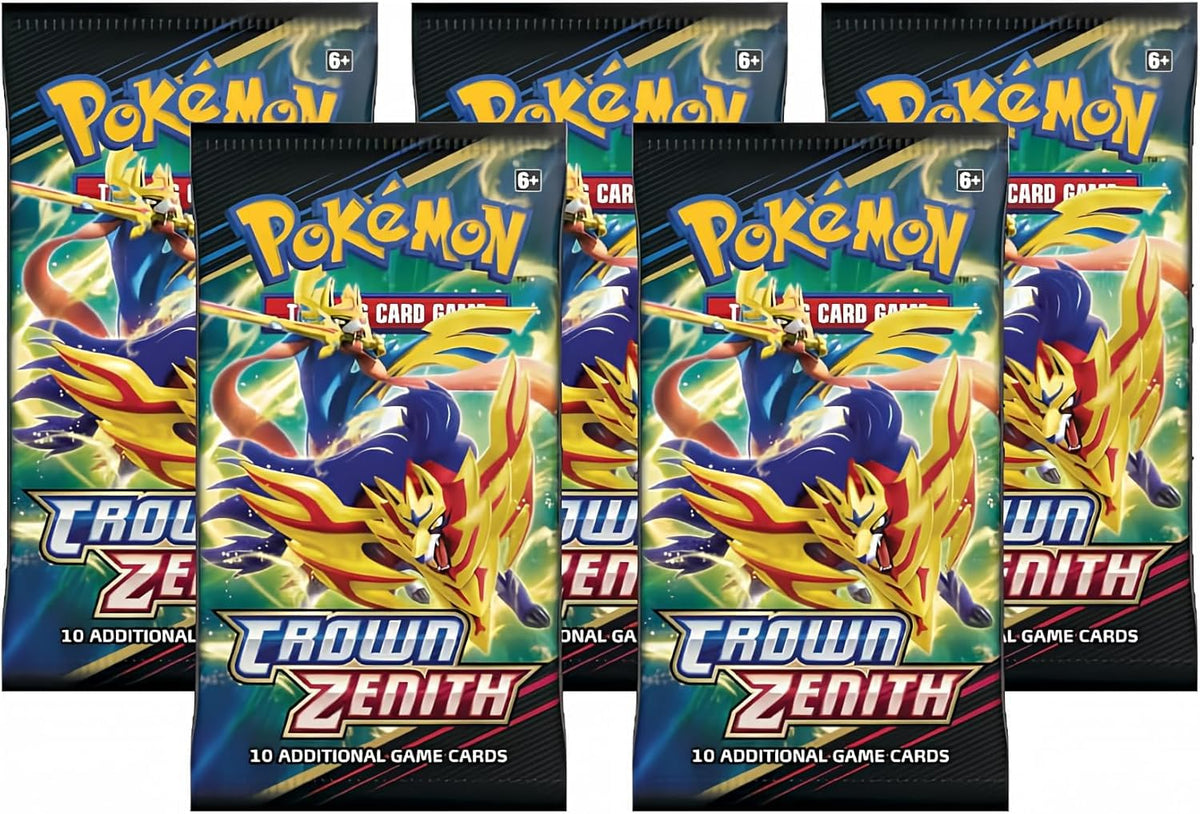 Pokemon Crown Zenith five booster packs collection, ideal for expanding your card collection.