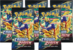 Pokemon Crown Zenith five booster packs collection, ideal for expanding your card collection.