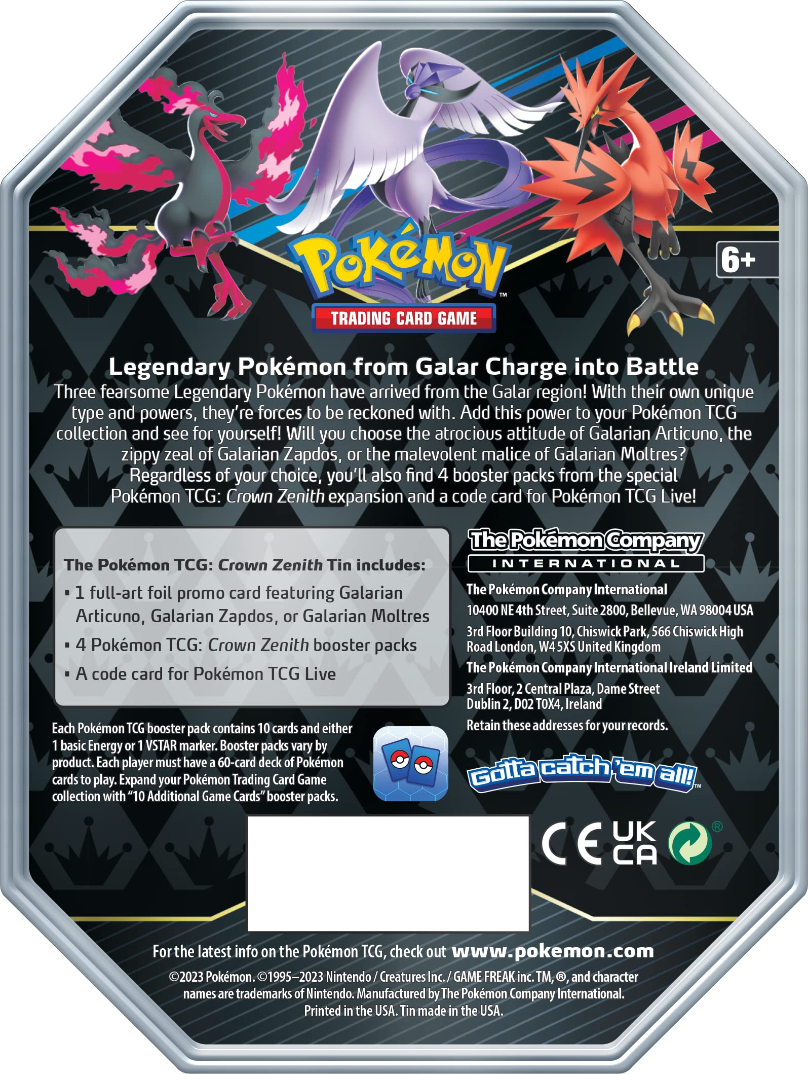 Galarian Articuno foil promo card from Crown Zenith Tin.