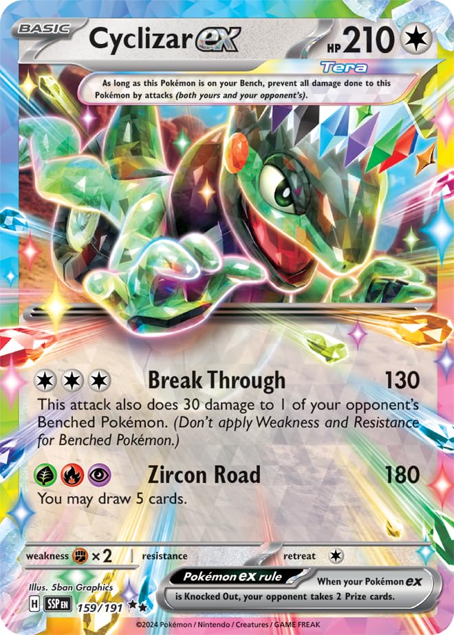 Pokemon Cyclizar ex 159/191 foil card ideal for display and collection.