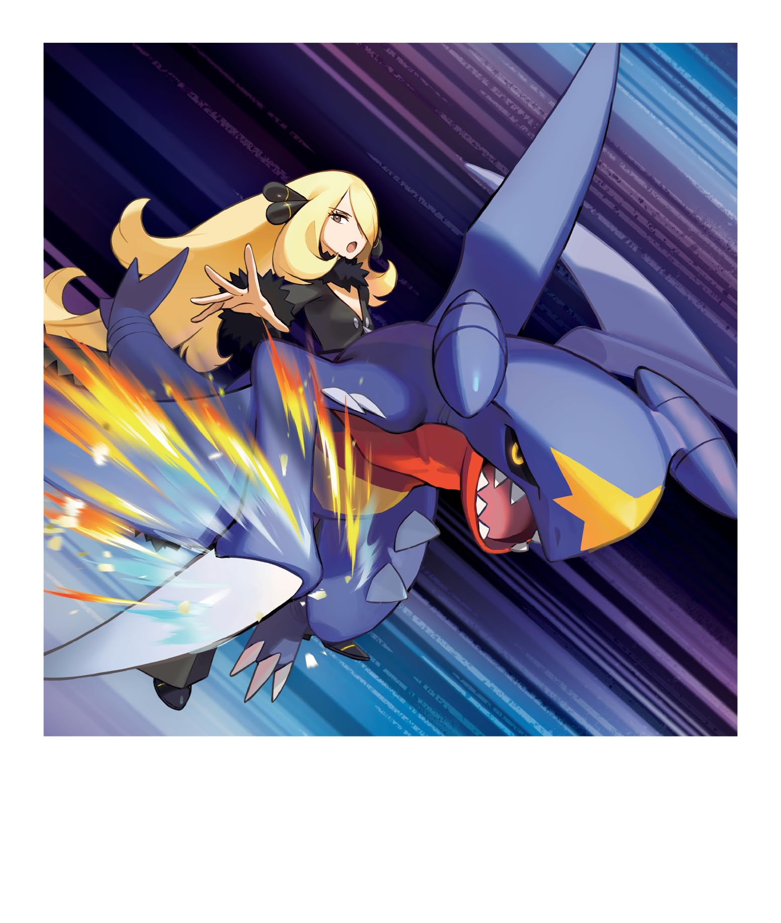 Pokemon Cynthia's Garchomp photo sticker adds a collectible touch.