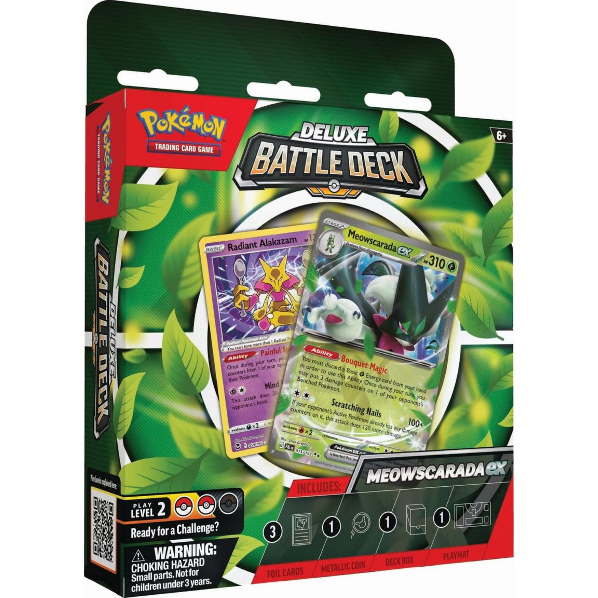 Pokemon Meowscarada Deluxe Battle Deck battle-ready cards shown in display