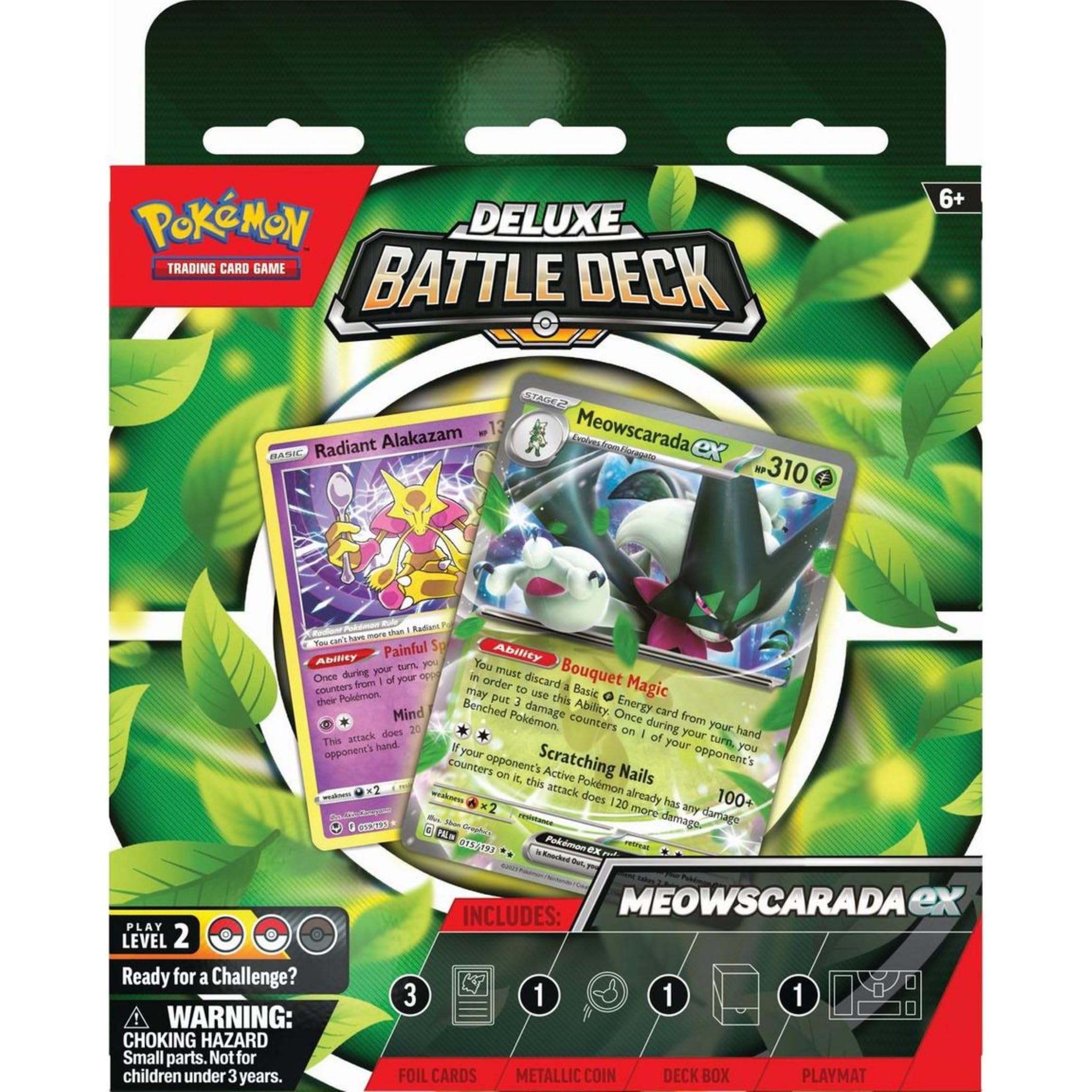 Pokemon Meowscarada Deluxe Battle Deck front card spread for quick setup