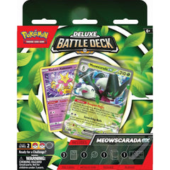 Pokemon Meowscarada Deluxe Battle Deck front card spread for quick setup
