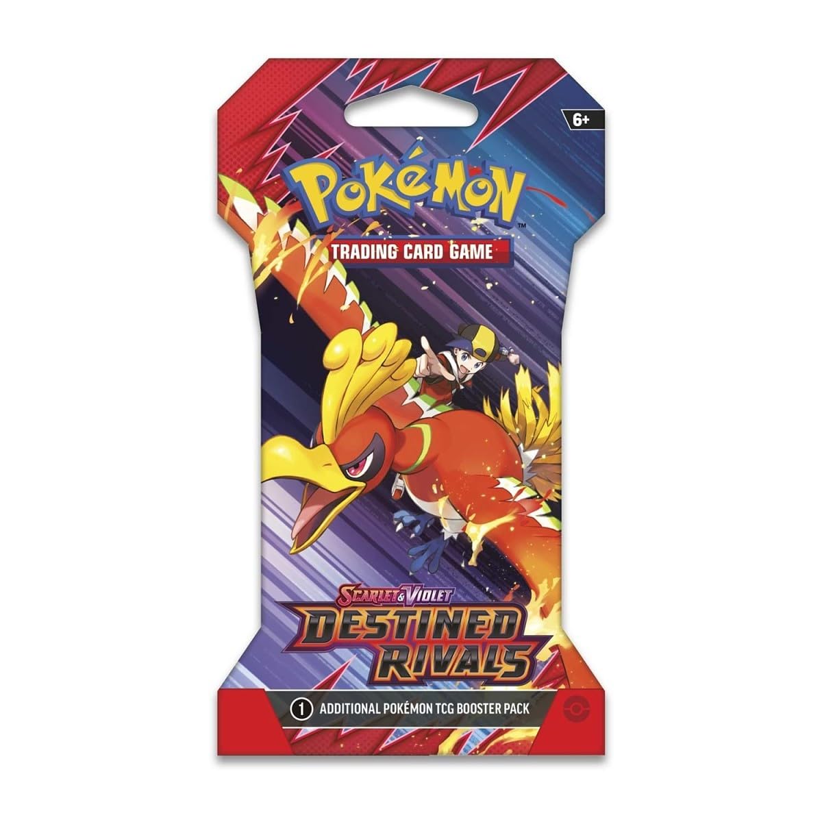 Pokémon Destined Rivals booster pack back view, showcasing design details.