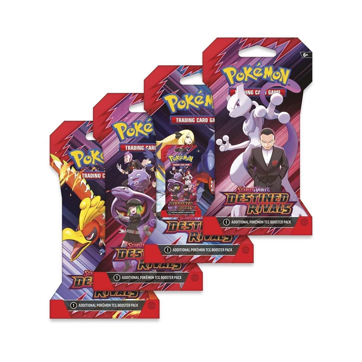 Pokémon Destined Rivals booster pack front view, ideal for display and collection.